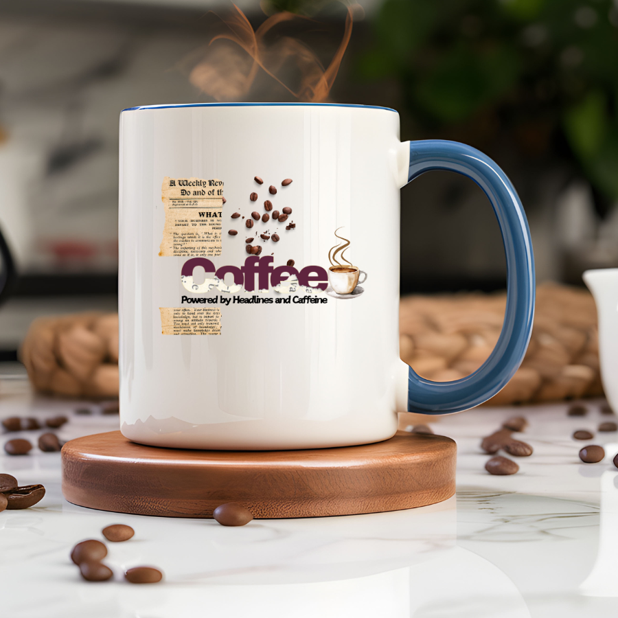 Coffee Powered by Headlines and Caffeine Mug