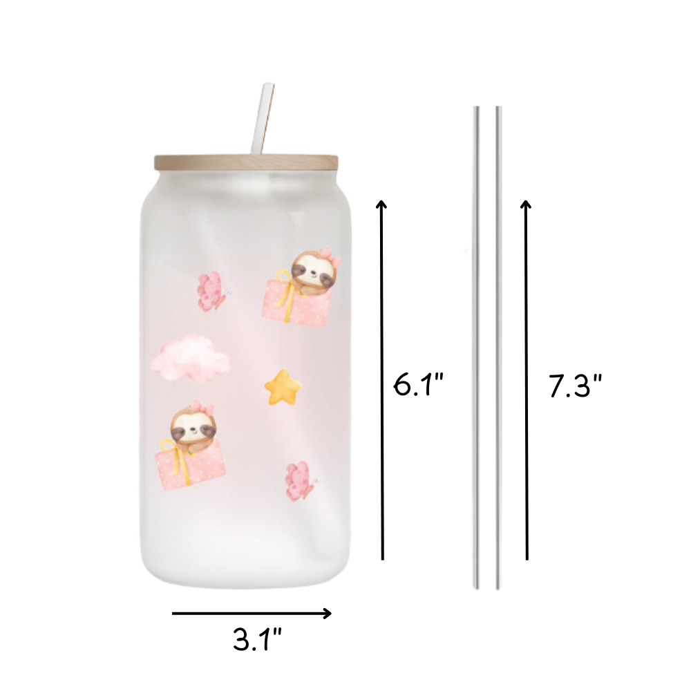 Sleepy Sloth Frosted Glass Tumbler
