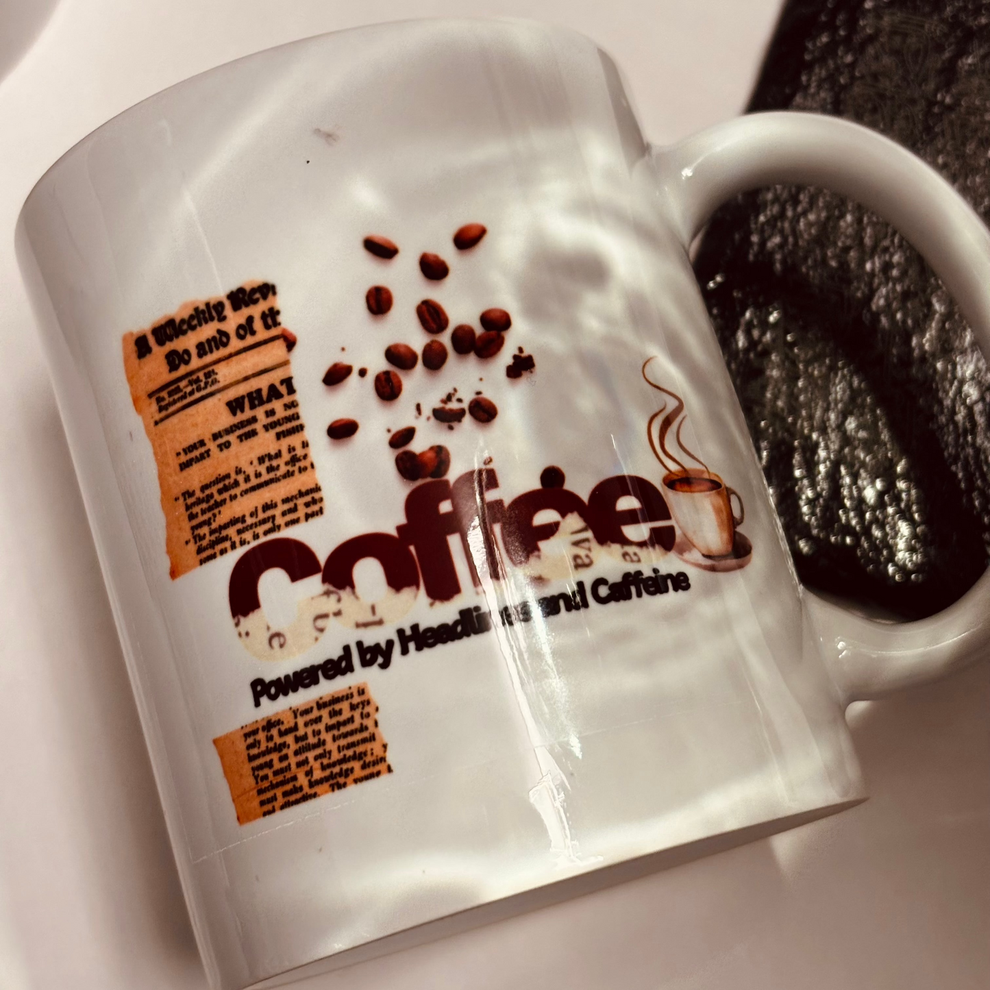 Coffee Powered by Headlines and Caffeine Mug