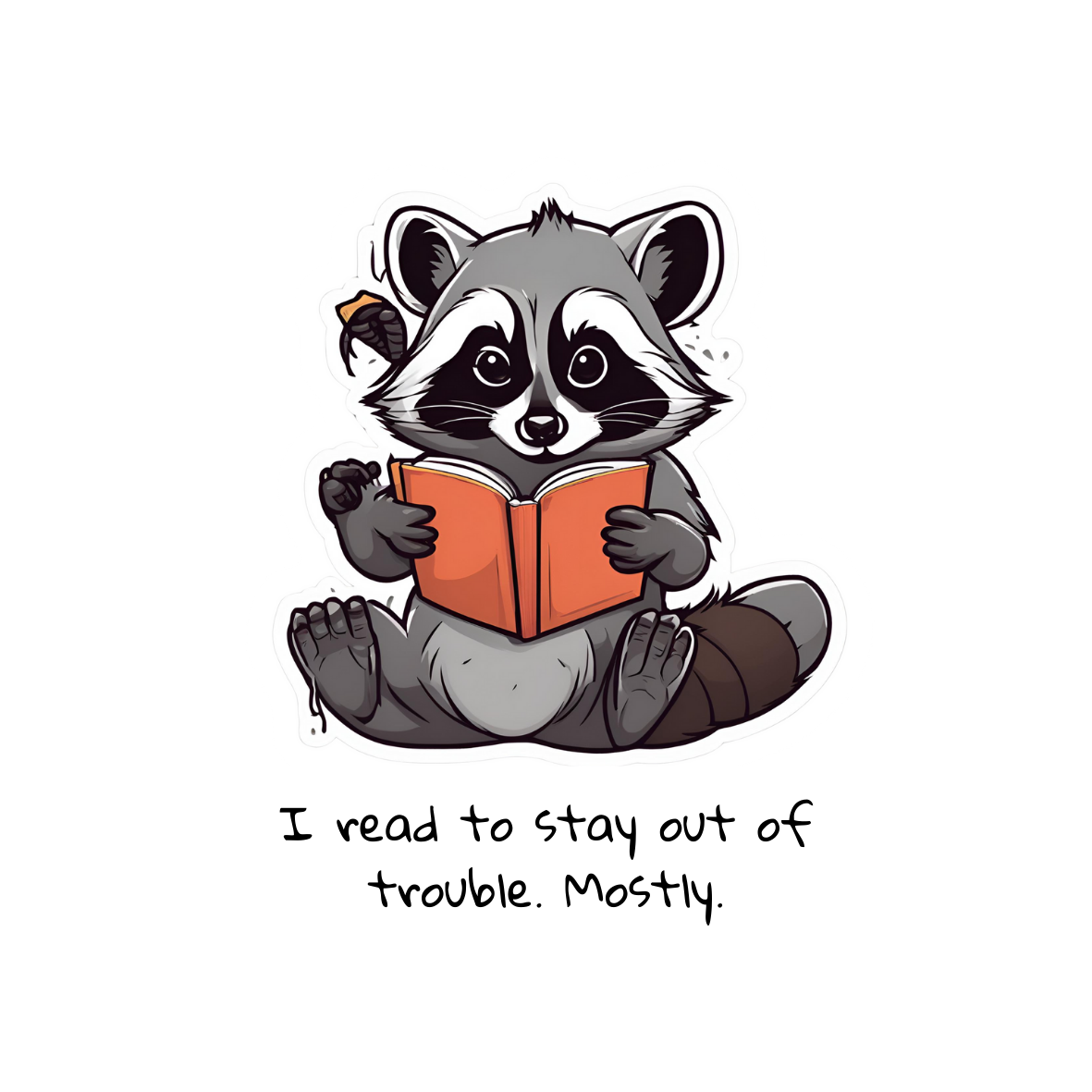 Raccoon Book Club Die-Cut Sticker