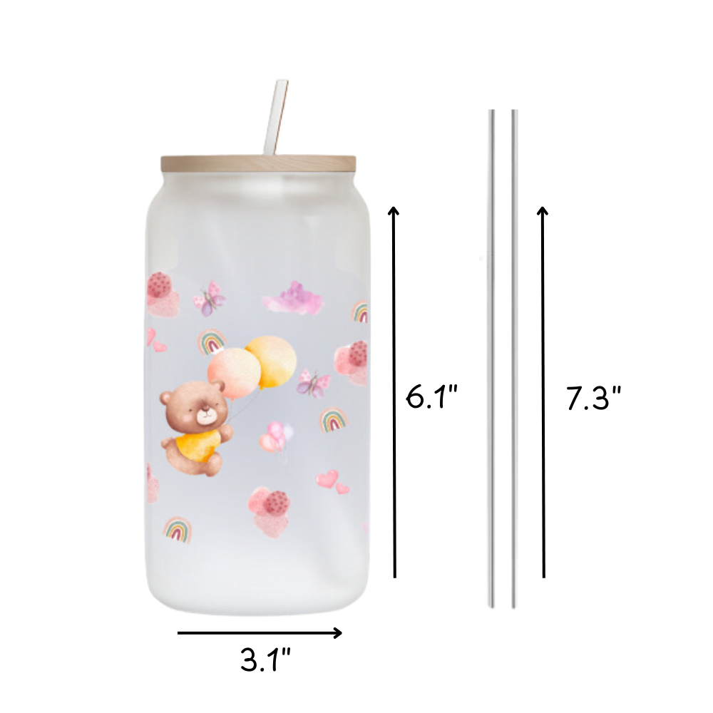 Adorable Bear Frosted Glass Tumbler