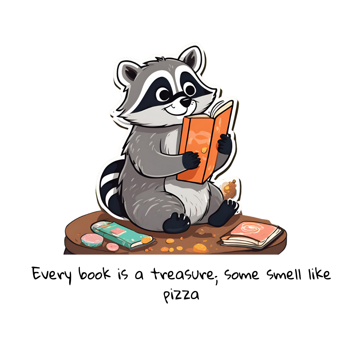 Raccoon Book Club Die-Cut Sticker