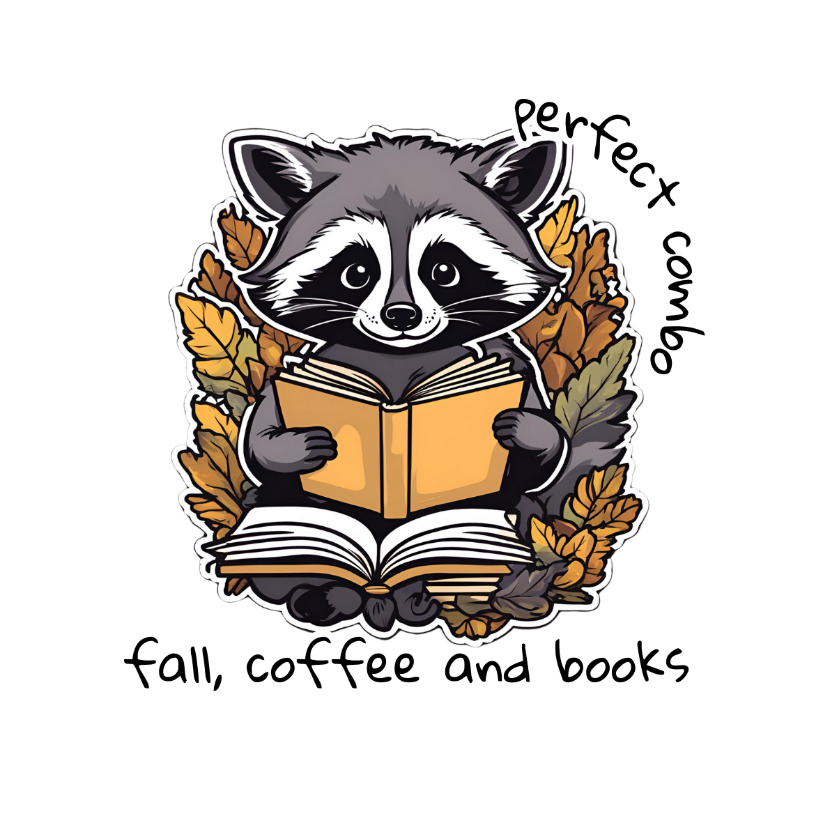 Raccoon Book Club Die-Cut Sticker