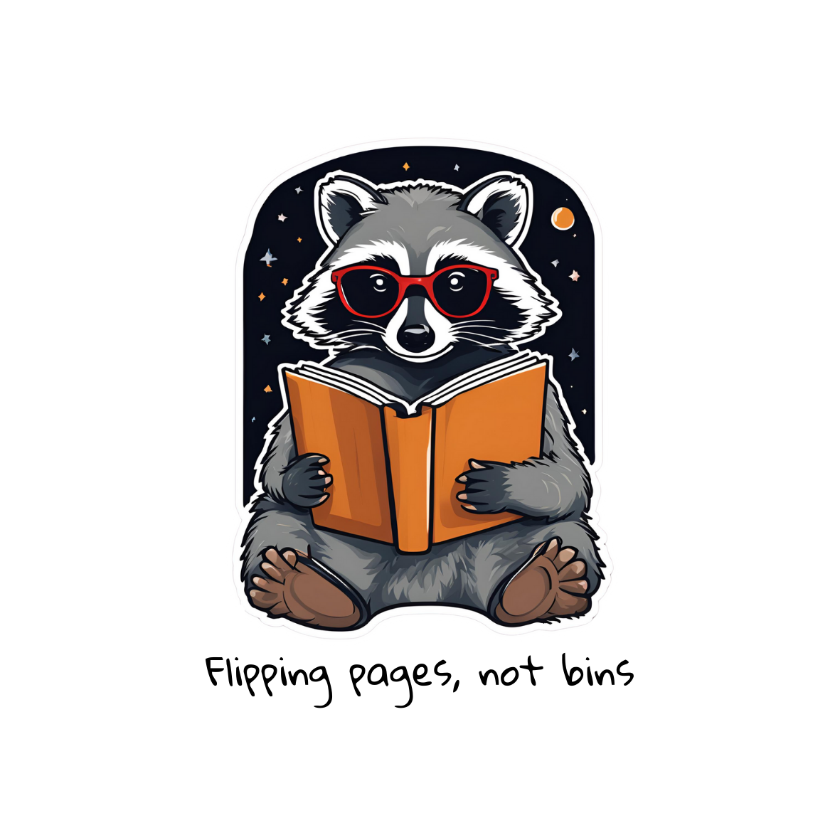 Raccoon Book Club Die-Cut Sticker