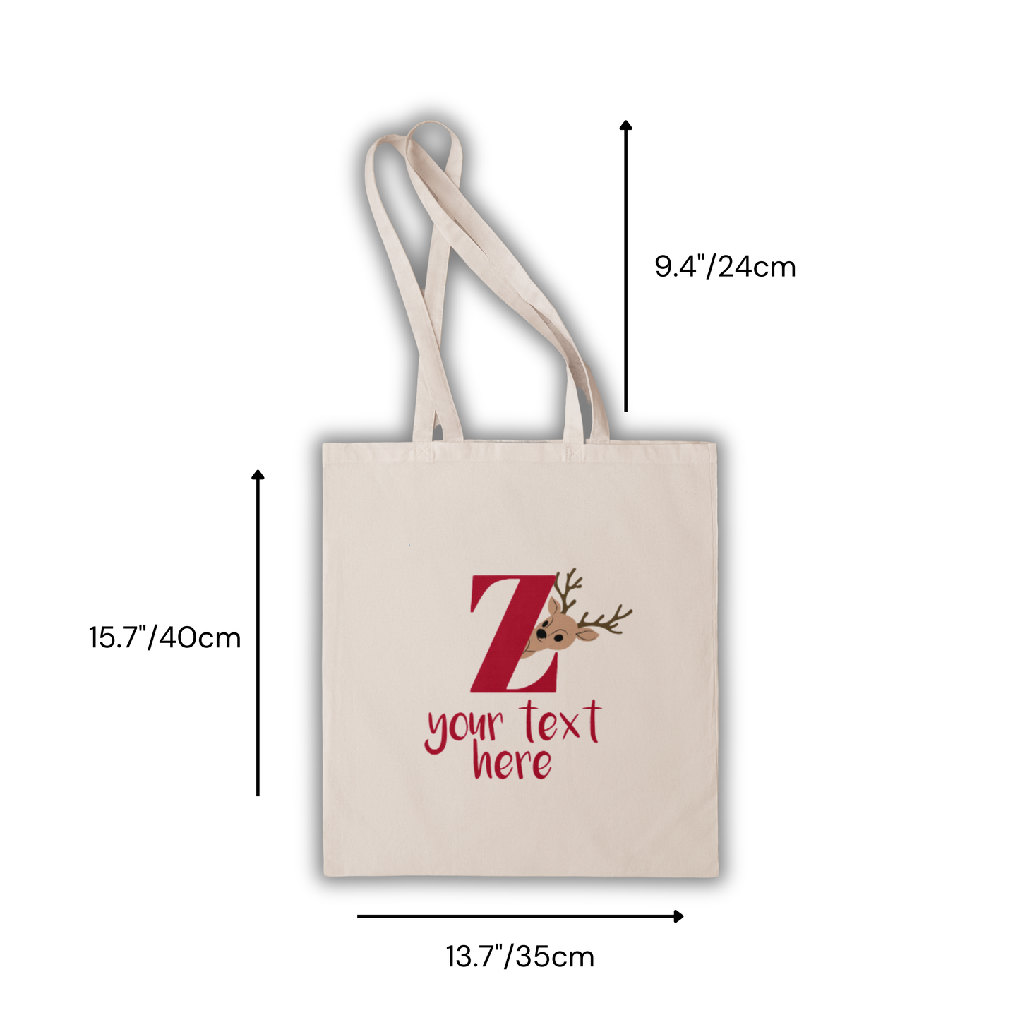 Reindeer Custom Initial Totebag