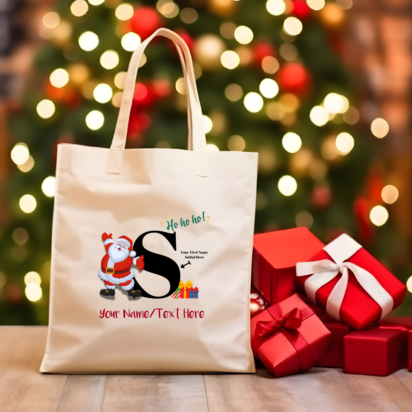 Santa Custom Initial Totebag