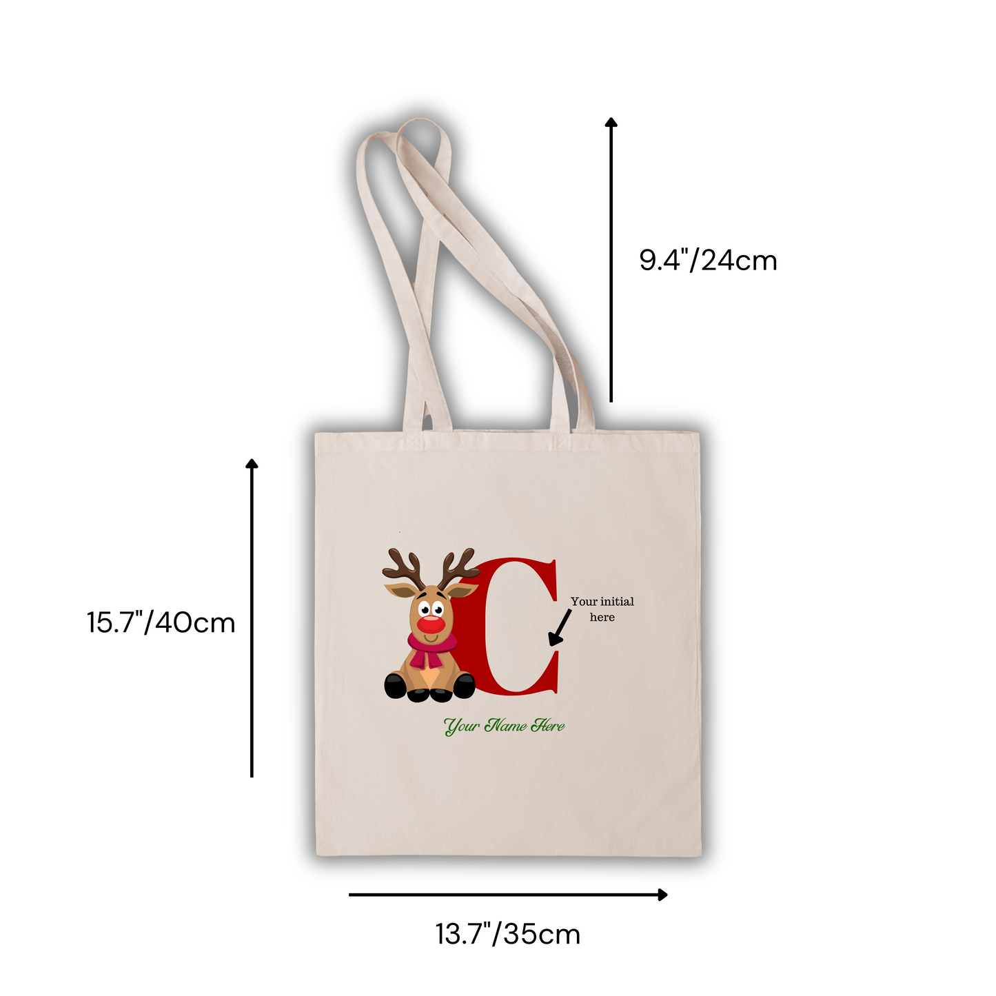 Cozy Rudolph Custom Initial Totebag