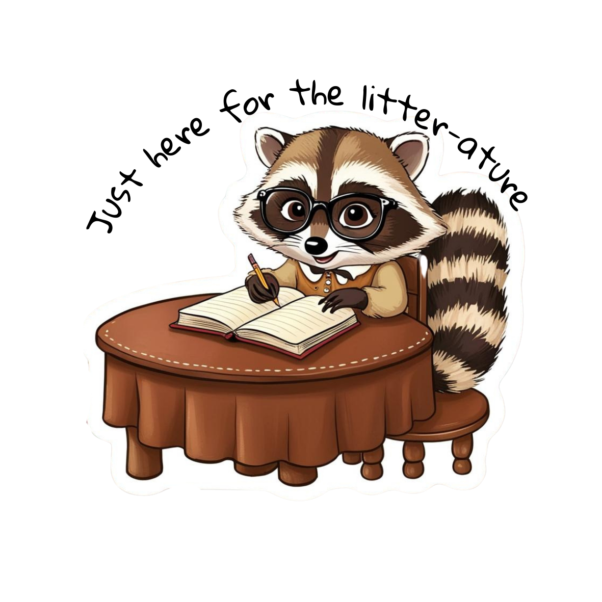 Raccoon Book Club Die-Cut Sticker