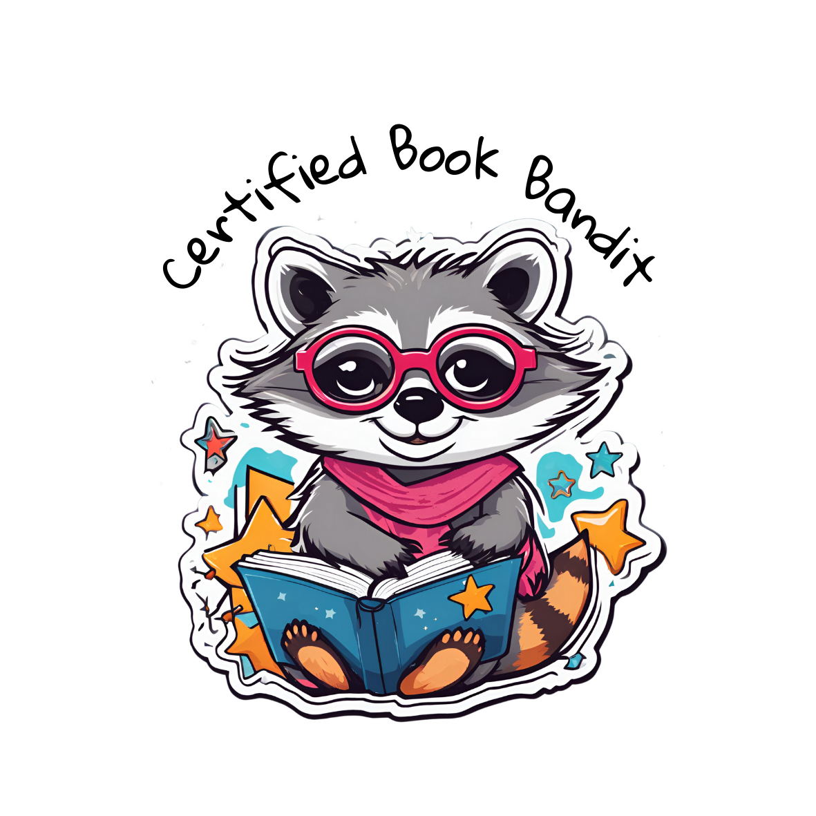 Raccoon Book Club Die-Cut Sticker