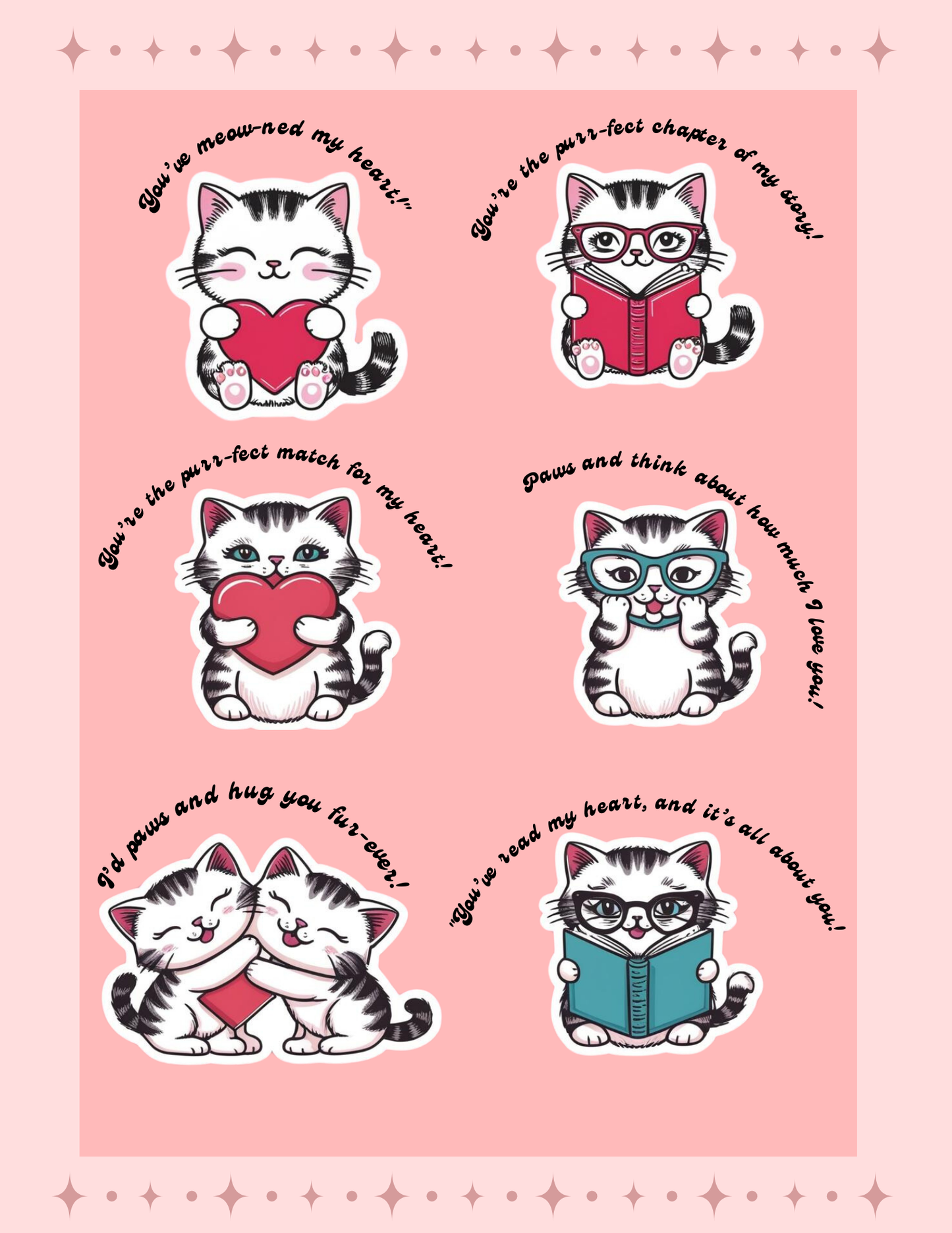 Cute Kitty Valentine Stickers