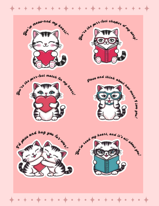 Cute Kitty Valentine Stickers